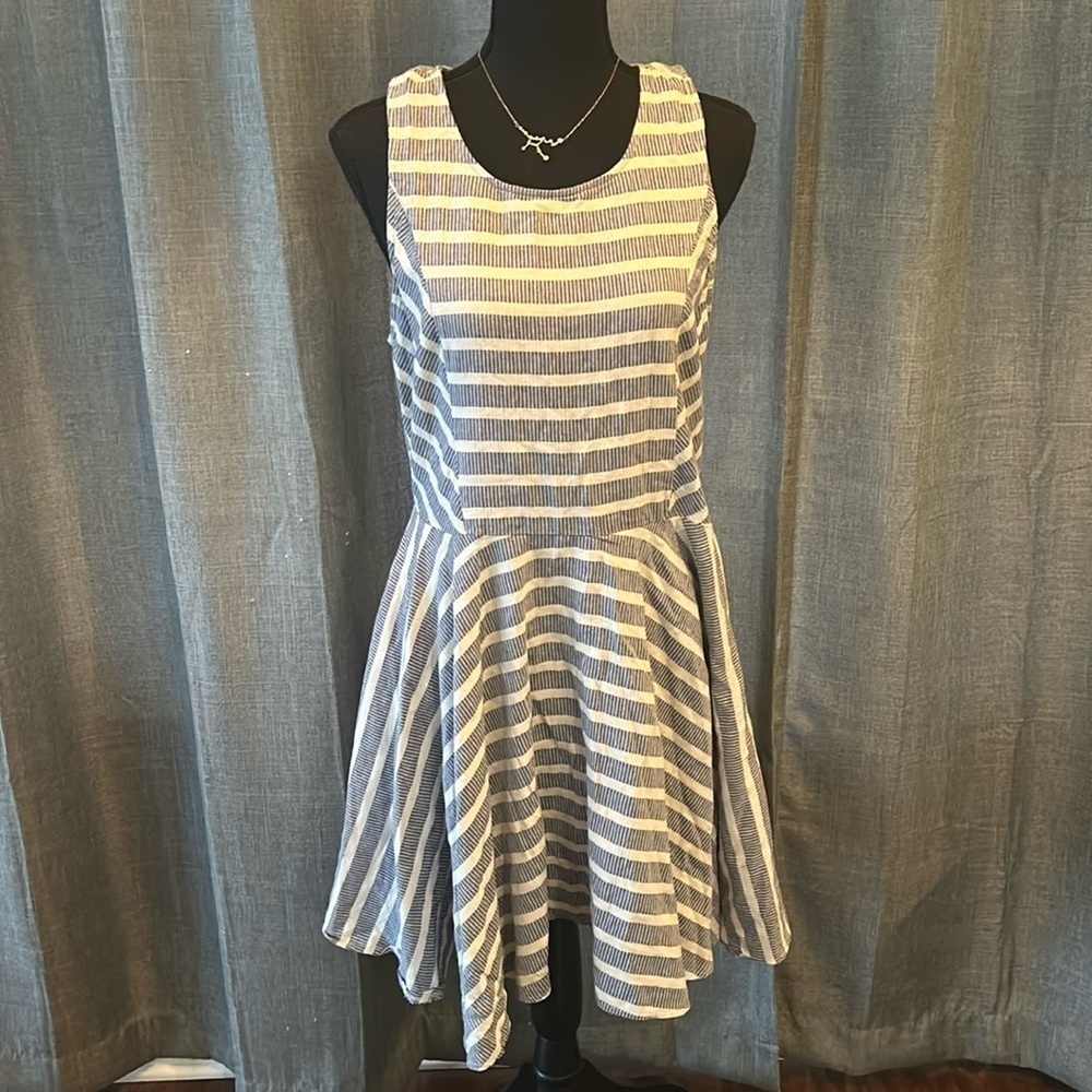 Blue and White Striped Bar III Dress